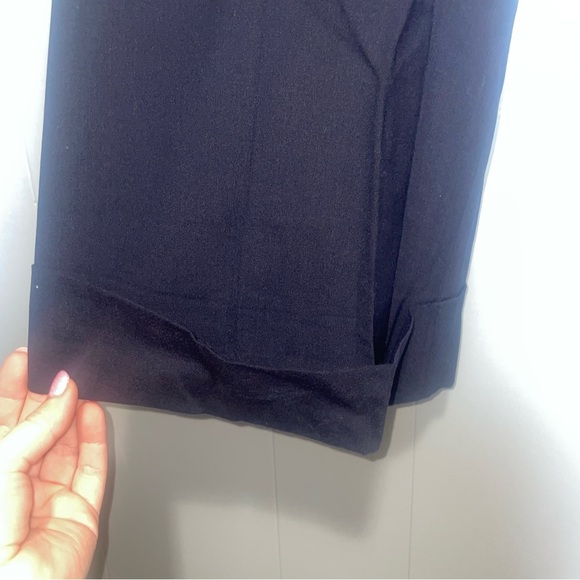 Tory Burch Navy Wide Leg Double Button Cuff Hem Dress Pants Size 6 - Picture 4 of 9